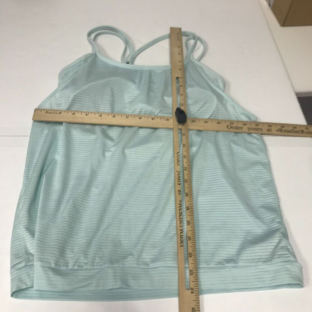 Athleta Tank Womens Medium Light Blue Attached Bra Criss Cross Sleeveless - Picture 11 of 13